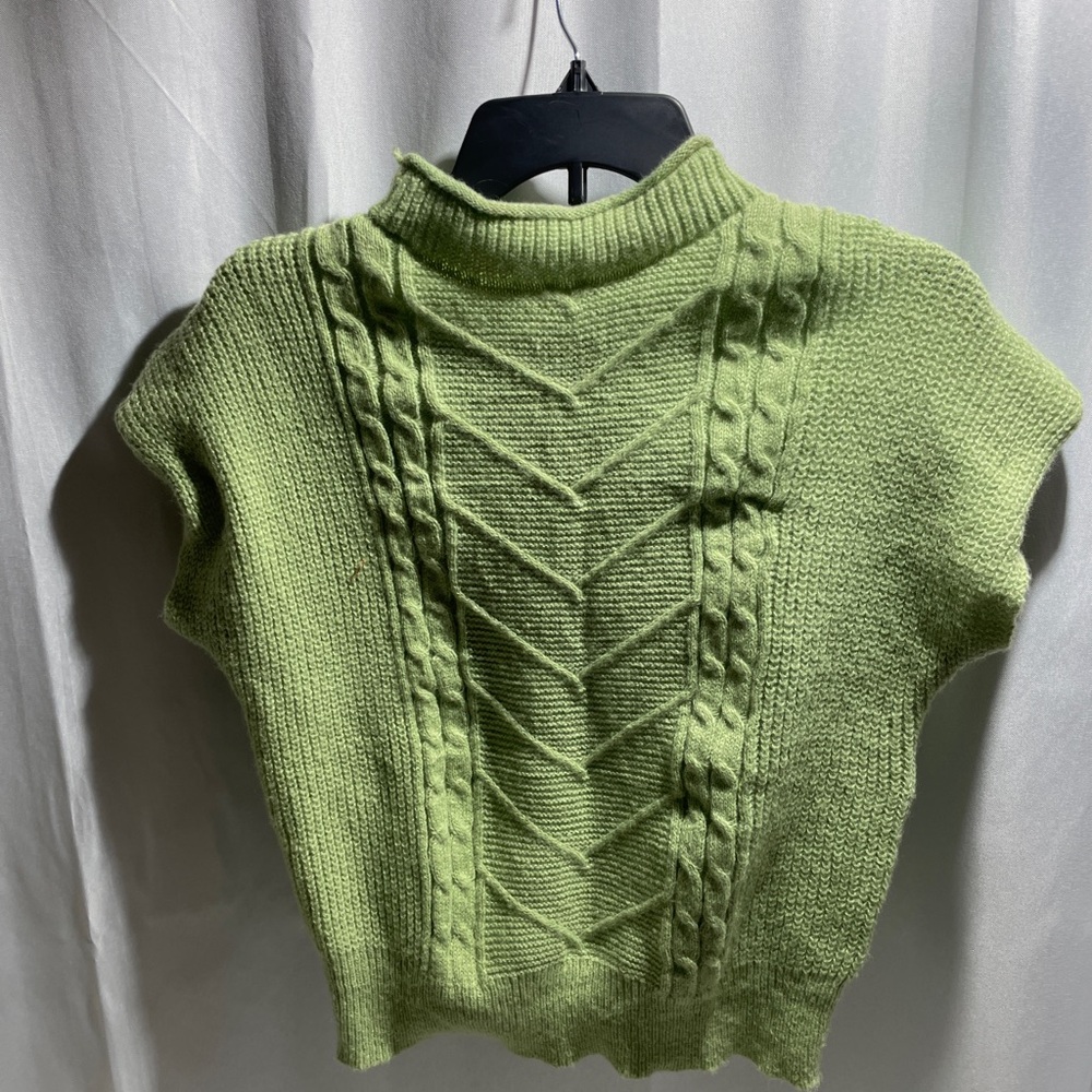 Key Lime Green Cable Knit Women's Sweater Vest